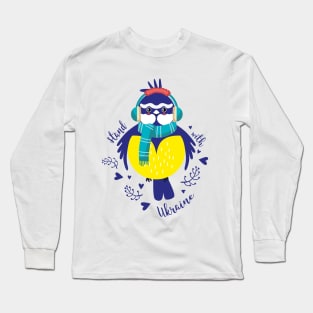 Tit bird stand with Ukraine Long Sleeve T-Shirt